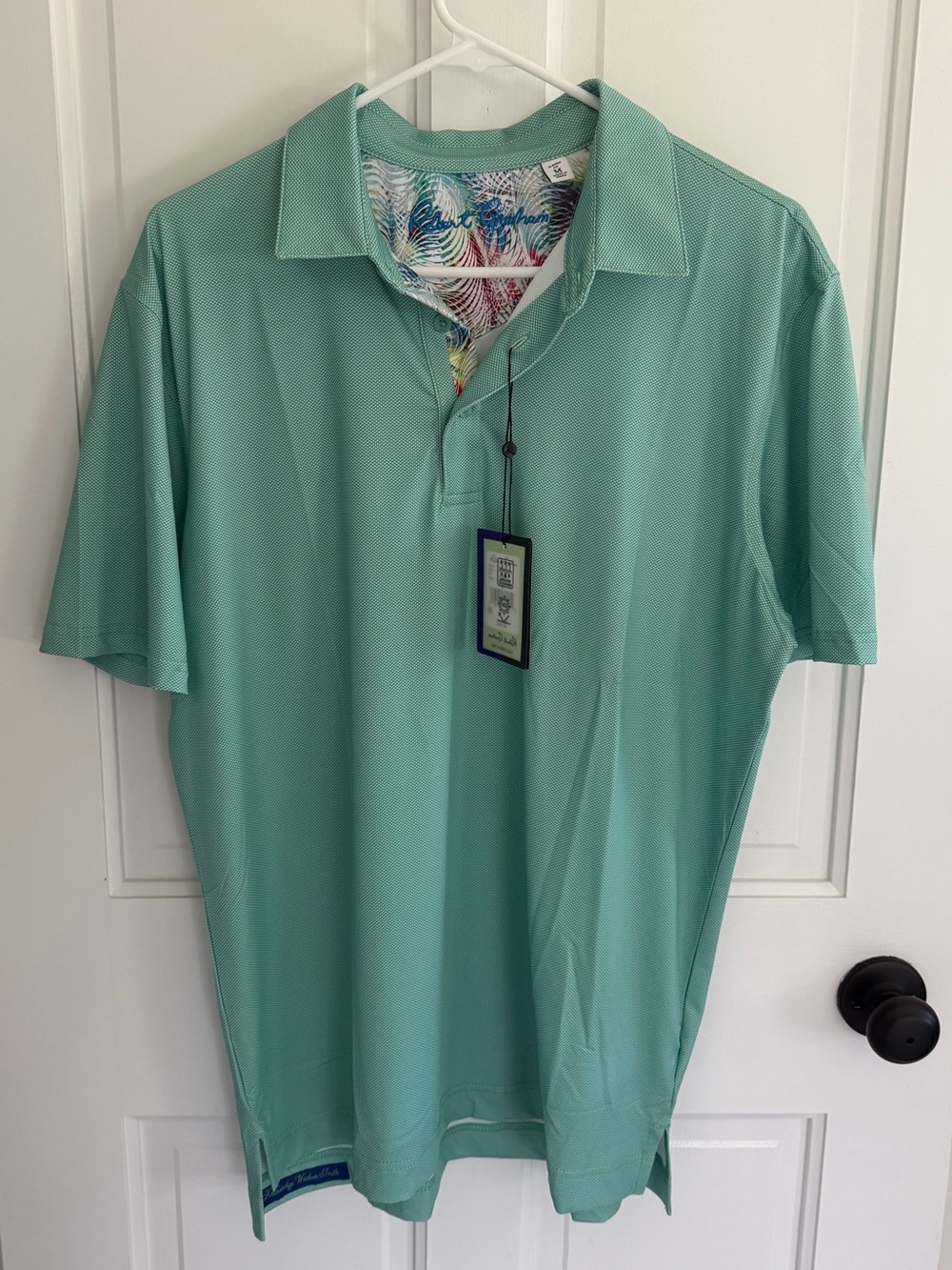 NWT Robert Graham Hyde 3 Clubhouse Performance Golf Polo Sage M